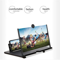 10/12 Inch HD Screen Magnifier Folding Mobile Phone Desktop Stand 3D Mobile Phone Screen Magnifying Glass Video Amplifier Stand