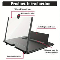 10/12 Inch HD Screen Magnifier Folding Mobile Phone Desktop Stand 3D Mobile Phone Screen Magnifying Glass Video Amplifier Stand