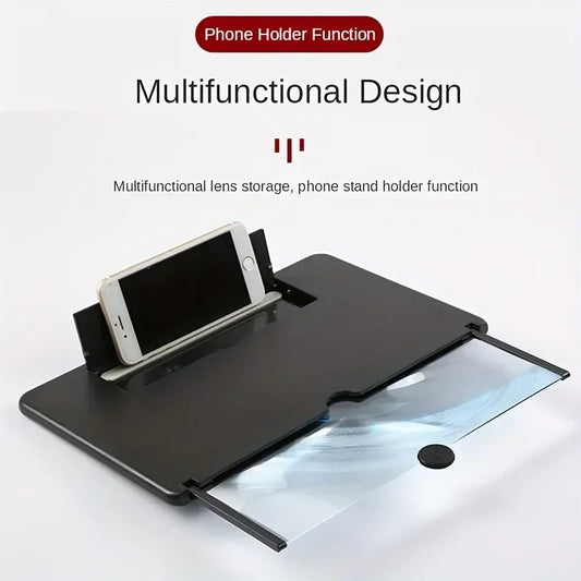 10/12 Inch HD Screen Magnifier Folding Mobile Phone Desktop Stand 3D Mobile Phone Screen Magnifying Glass Video Amplifier Stand
